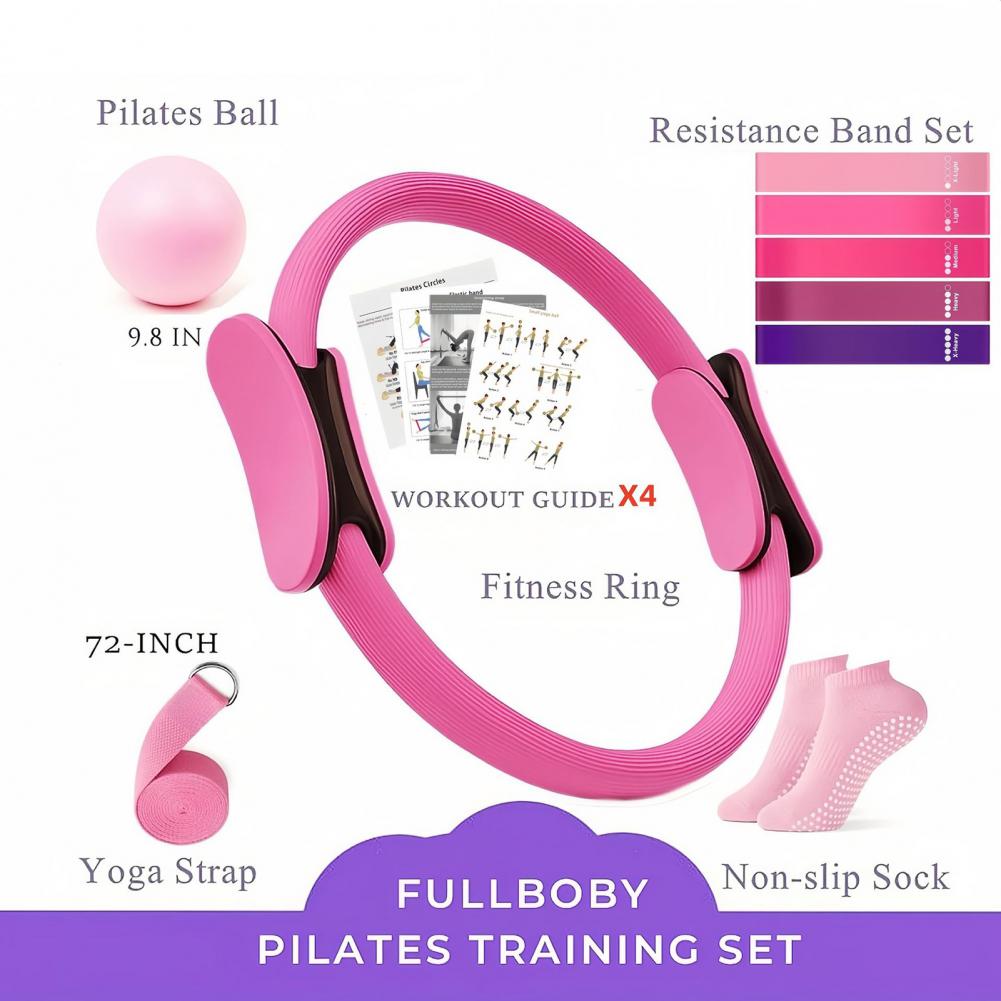 طقم لياقة بدنية يوغا مكون من 9 - مراجعة Pilates Yoga Resistance Ring وسعره