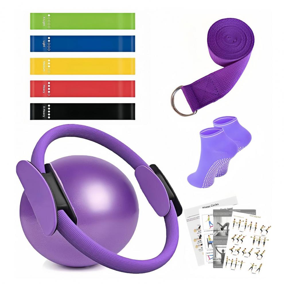 طقم لياقة بدنية يوغا مكون من 9 - مراجعة Pilates Yoga Resistance Ring وسعره